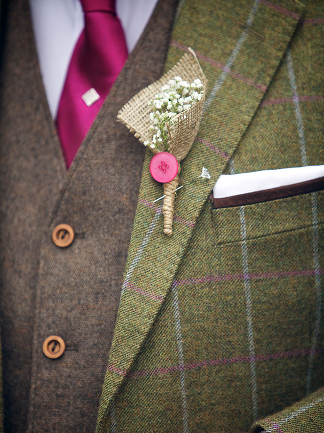 Close up of a groom's buttonhole